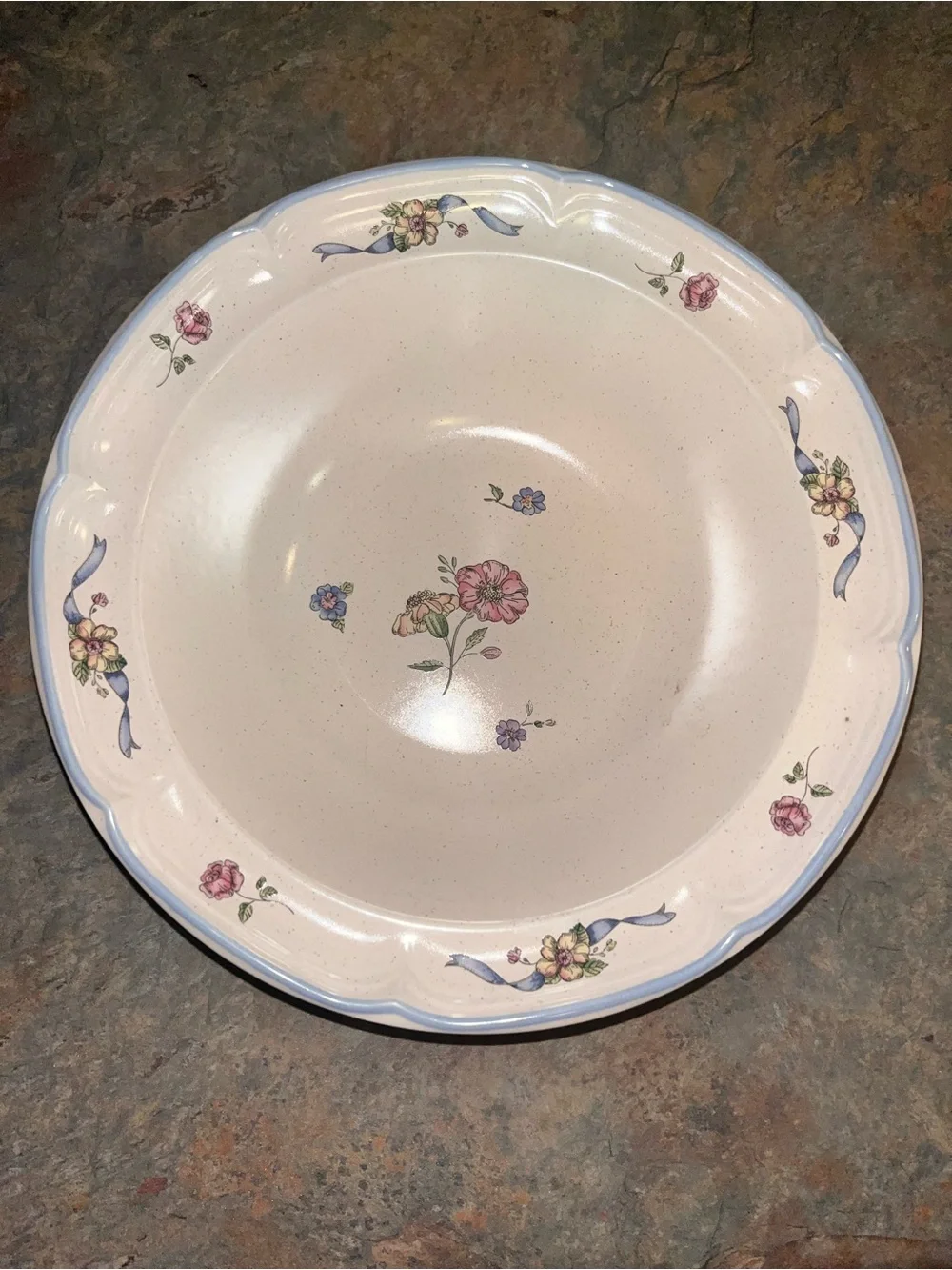 England International Tradeworks Serving Bowl in Cream with Pastel Accents